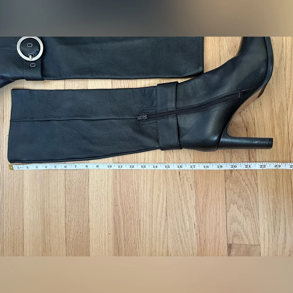 Napoleoni made in Italy Tall knee length black real leather boots boot size 37 7